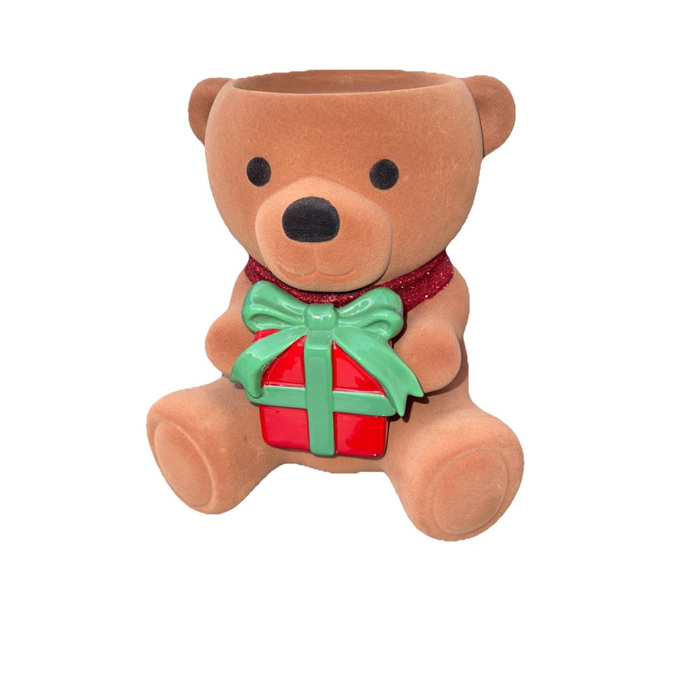 🐻Bath & Body Works 8.5" Velvet Bear with Present Candle Holder Pedestal🐻‎